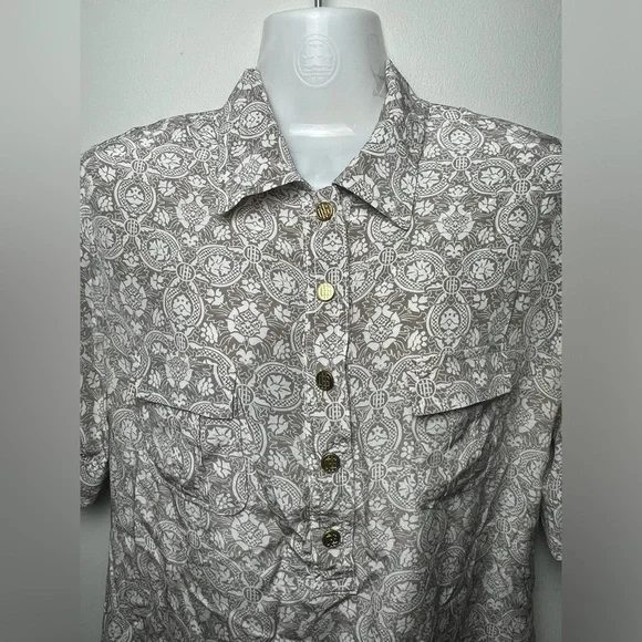 Gold Hawk 100% Silk Tunic Dress Gold Snap Buttos  With Belt Women Size M - Picture 4 of 8